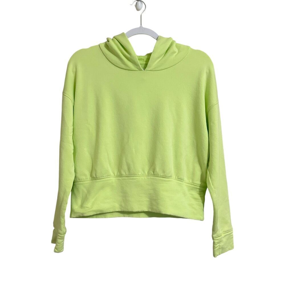 Offline by Aerie Cropped Hooded Sweat Shirt Women's S Lime Green Casual Comfort